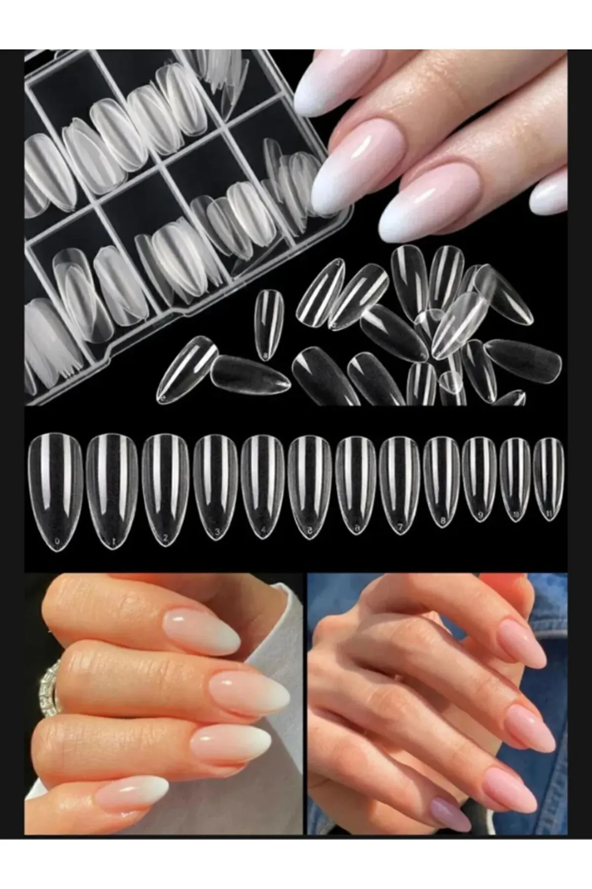 Özel Kutulu Yeni Nesil Jel Destekli Şeffaf Badem Tırnak 100'lü