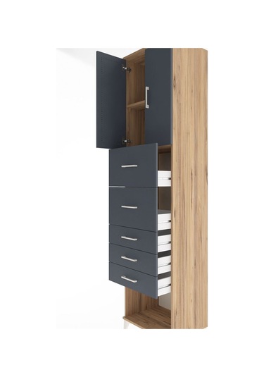 Hyperion Dolap 2 Raflı 5 Çekmeceli 2 Kapaklı 60x44x243 Çam-an... Çam