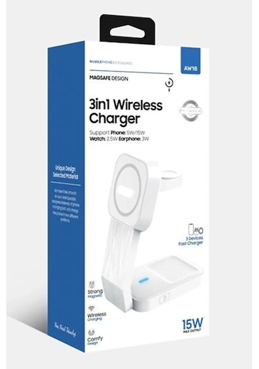 3in1 Magsafe Uyumlu 15w Kablosuz Şarj Standı İphone Ve Apple Watc