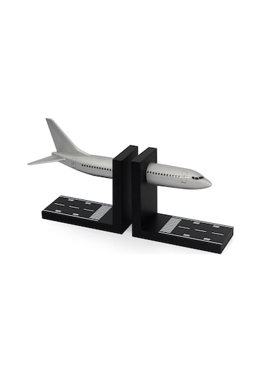 Zekupp Boeing 737-800 Gümüş Gri 1/100 Ölçekli Maket Uçak Modelli Kitap Tutucu