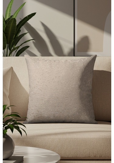 Sezyon Yuna Desenli 45 45 Bej Kırlent Kılıfı Bej