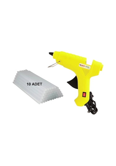 20 Watt Sıcak Silikon Tabancası + Çubuk Mum Silikon 10 Adet Sıcak Silikon Tabancası Tr