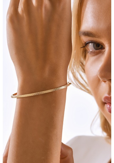 14 Ayar Altın Esli Model Kalemli Kelepçe Bilezik - Mmblk-33033 Sarı Altın