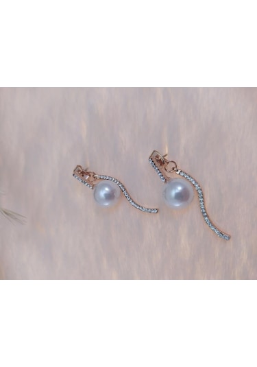 Hdmarketim Swarovski Taşlı İncili Doğa Temalı Küpe Çok Renkli