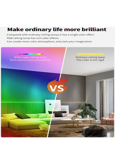 Vkemall Siyah Yuvarlak Led Tavan Lambası, Rgbcw Renkli Işık, Akıllı Rf Kumandalı, Ev Odaları İçin Dimmable Ve Renk Ayarlı Siyah