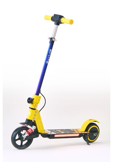 Elektrikli Çocuk Scooter 130w 3 Kademe Hız Ayarlanabilir Gidon Uzun Menzil Koruma Seti Hediye Sarı