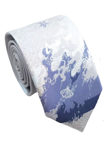 Waves And Pebbles Simli Gri Kadın Kravat Gri