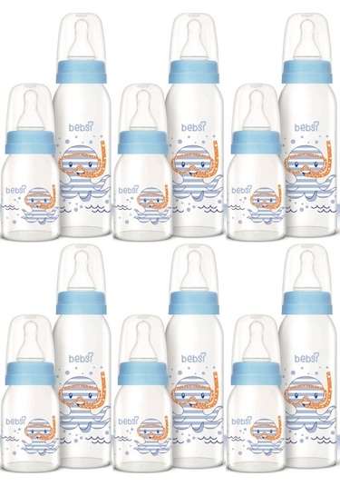 Bebsi Cam Biberon Seti Mavi 250ml+125ml 6 Lı Set