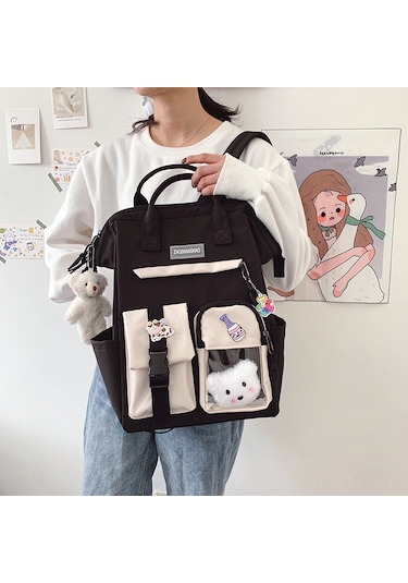 Moveevo Büyük Kapasiteli Kore Tarzı Sırt Çantası - Şık Ve Konforlu Üniversite Çantası, Kırmızı Renk Seçeneği Pembe