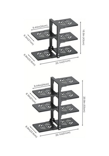 Honeybeeshop Tokalı Ayarlanabilir Karbon Çelik Depolama Rafı 3+4 Katmanlı Mutfak Gereçleri Organizasyonu 1100 Koyu Ceviz