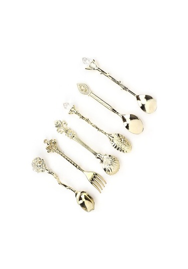 Shineyee 6 Parça Klasik Saray Stili Çatal Kaşık Seti - Yeşil Antik Bronz, Gönüllü Çatal Sapı, Kahve Ve İçecekler İçin, Ev Ve Cafe Uygun Bronz - Yeşil