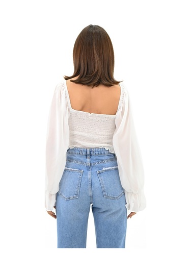 Koza Butik Kadın Şifon Crop Bluz 1734-24 001