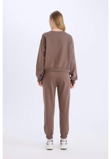 Defacto Regular Fit 2li Takım Kalın Bisiklet Yaka Sweatshirt Esnek Belli Jogger Eşofman Altı D8022axnsbn66 Kahve