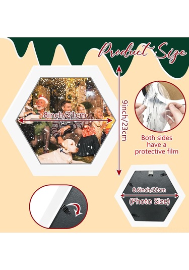 Neevoyu Ahşap Altıgen Duvar Foto Çerçevesi Seti 2 Adet - Ev Ofis Dekorasyonu Anı Görselleri İçin Kolay Kurulum