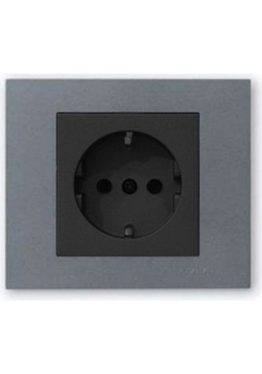 Ovivo Grano Metalik Topraklı Priz Siyah + Füme Çerçeve