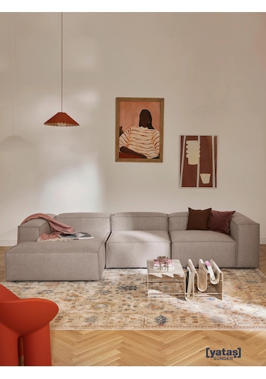 Most Mollis Plus 3 Modül Sol Köşe Koltuk 10 Kahverengi Keten Kuma