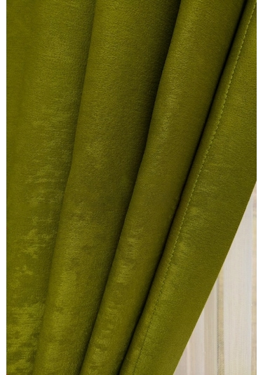 Evdepo Home Fıstık Yeşil Düz Renk Soft Fon Perde Tek Kanat Yeşil