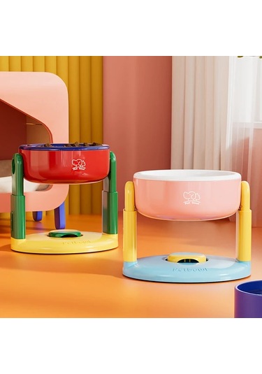 Elmpaly Pembe Yaprak Desenli Emniyetli Vakum Tabanlı Köpek Kedi Mama Kabı