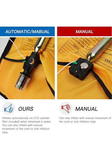 Youtek Otomatik Şişme Can Yeleği - Su Sporları İçin Hafif Ve Dayanıklı Turuncu
