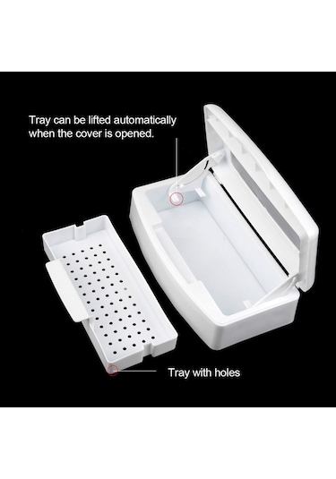 Mufunye Plastik Manikür Aletleri Dezenfeksiyon Kutusu - Otomatik Kaldırılan Tabak, Şeffaf Kapak, Taşınabilir Temizlik Gereci