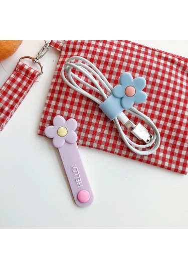 Xiyyadms Güçlü Silikon Kabloluk Düzenleyici - Mini Taşınabilir, Çok Kablolu Uyumlu, Gül Desenli Sarı, Kolay Kullanım,  İdeal