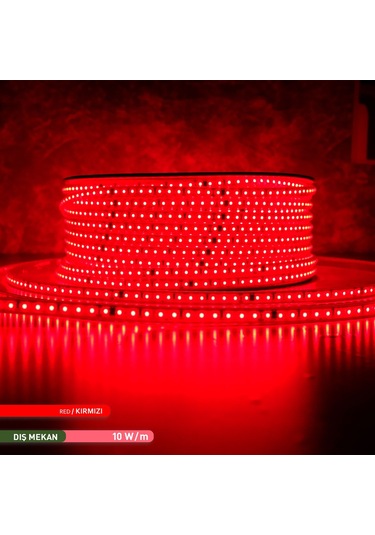 Ack 120 Led Li Şerit Led Kırmızı 220v 10w 100m