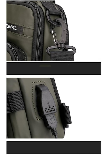Mufunye Erkekler İçin Usb Şarjlı Sırt Çantası, Su Geçirmez Nilon, Çoklu Cep Ve Taşıma Seçenekleri, Moda Casual Askılı Çanta - Kahverengi Haki