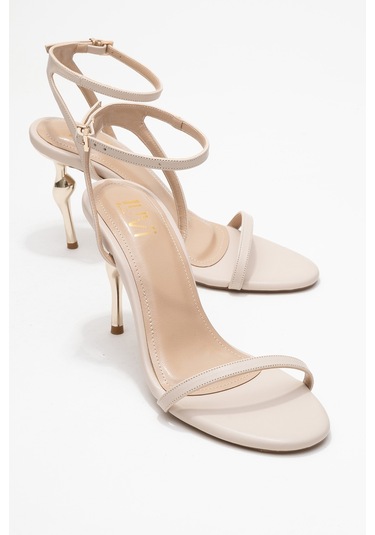 Jasmin Bej Cilt Tek Bantlı Kadın Topuklu Ayakkabı Bej