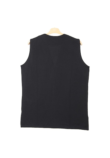 Hesna Kadın Buğra Cepli Düğmesiz Siyah Yelek Siyah