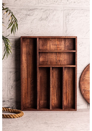 Snippy Holdy - Çekmece İçi Kaşıklık Kepçelik Düzenleyici 6 Bölmeli Çekmecelik Ahşap