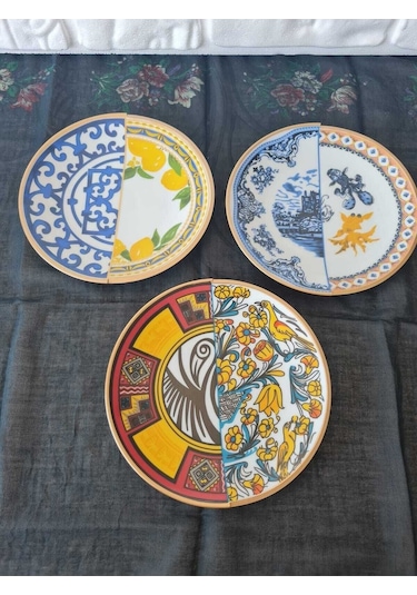 Karışık Pasta Tabağı 6 Kişilik Pasta Tabağı Seti Çok Renkli