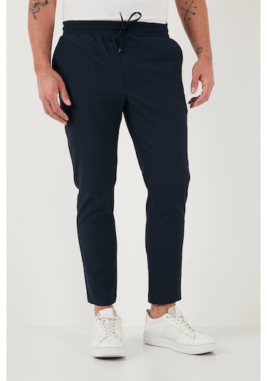 Buratti Streç Regular Fit Normal Bel Düz Paça Jogger Erkek Pantolon Cf25617953 Lacivert