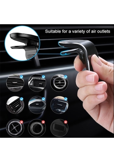 Sones Araba Metal Manyetik Hava Çıkışı Cep Telefonu Tutucu Braketi Gümüş