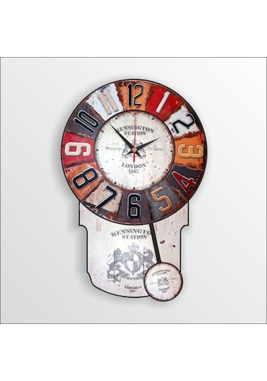 M3 Decorium Dart Desenli Görünümlü Büyük Sarkaçlı Duvar Saati 46 CM
