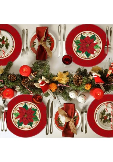 4 Adet/takım Yuvarlak Kırmızı Atatürk Çiçeği Noel Masa Örtüsü 38 Cm Polyester Yemek Masası Örtüleri Kış Noel Masa Örtüsü Mutfak Yemek Odası İçin F, 38 Cm Diğer