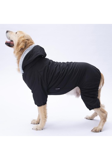 Siyah Kürklü Orta Büyük Tulum Yağmurluk Köpek Kıyafeti Köpek Yağmurluğu 18-40 Kg Arası Orta Büyük Irklar