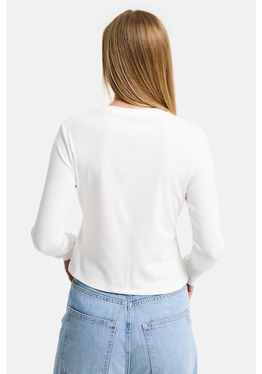 Itsbasic Kadın Beyaz Renk W5 Asimetrik Kesim Kolye Aksesuarlı Özel Tasarım Body