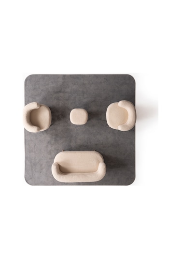 Barel Özel Tasarım Çay Seti Koltuk Takımı,berjer Ve Puf Ofis Balkon Cafe Bahçe Salon Mobilyası 4 Lü Takım Vizon Vizon