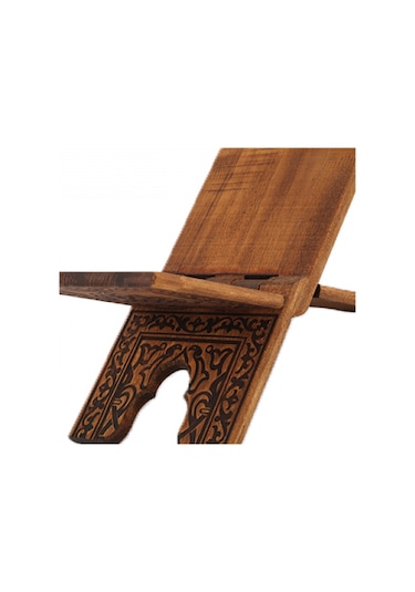 Selçuklu Yakma Desenli Ahşap Katlanabilir Rahle Mini 35 CM