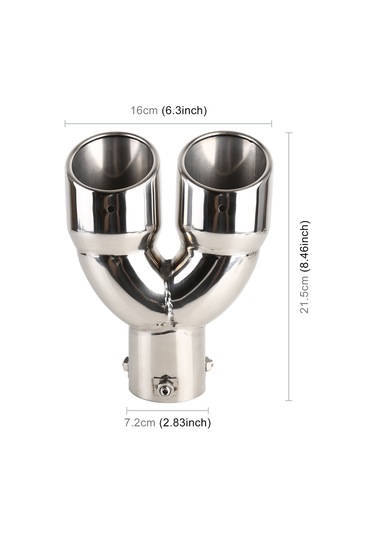 Evrensel Araba Şekillendirme Paslanmaz Çelik Düz Egzoz Kuyruk Susturucu Ucu Borusu, İç Çap: 7.2cm Gümüş
