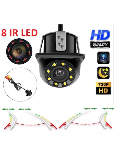 Yate10 8 Ir Ledli Gece Görüşlü Dinamik Çizgili Geri Görüş Kameras