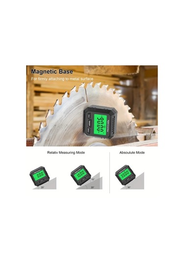Honeybeeshop Siyah Hassas Dijital Açı Ölçer Lcd Arka Aydınlatmalı 0 01 Derece Hassasiyet Manyetik Taban Dıy Projeler İçin