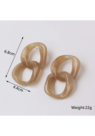 Guangtuo Akrilik Kadın Dangle Küpe - Hollow Geometrik Desenli Leopar Şerit Kolye Antik Bronz Kaplama