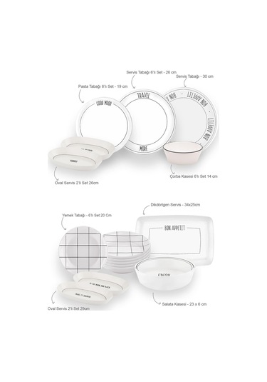The Mia Daily Tunes Yemek Takımı 6 Kişilik 31 Parça Beyaz