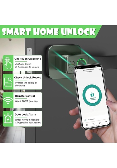 Parmak İzi Akıllı Wifi Kilit App Kontrol Bluetooth Dokunmatik Kapı Kilidi Parmak İzi Kapı Kolu