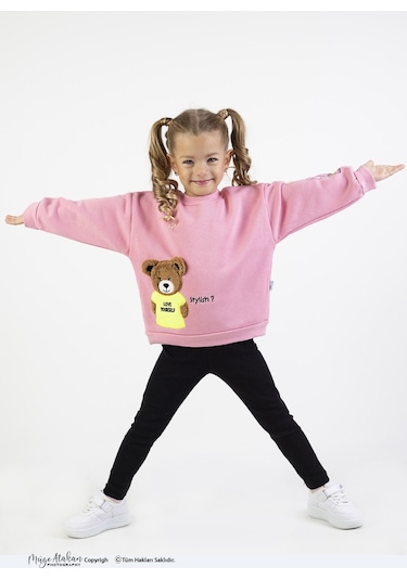 Kız Çocuk Orta Kalınlıkta Baskılı Örme Basic Taytlı Alt Üst Takımı 001