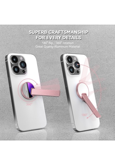 Cbtx Cep Telefonu Kickstand Alüminyum Alaşımlı 360 Derece Döner Masaüstü Telefon Standı - Pembe