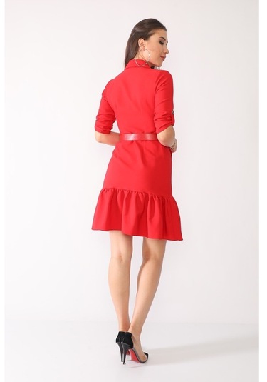 E.T.'S Element'S Kadın Kemerli Düğme Detaylı Elbise