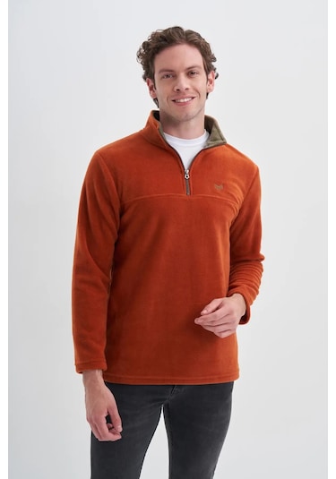 Cazador Yarım Balıkçı Yaka Kalın Polar Regular Fit Sweatshirt-56320 Tarçın