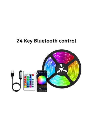 Usb'li Şerit Led İşıklar Bluetooth Rgb 5050 2835 5v Rgb Diyot Bant 24keys Bt 5050&3m